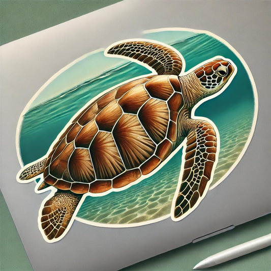 Vinyl sticker: Elegant Sea Turtle Sticker - Waterproof Vinyl Decal for Laptop, Car, Wall, Window, Bumper, Truck, and Water Bottle