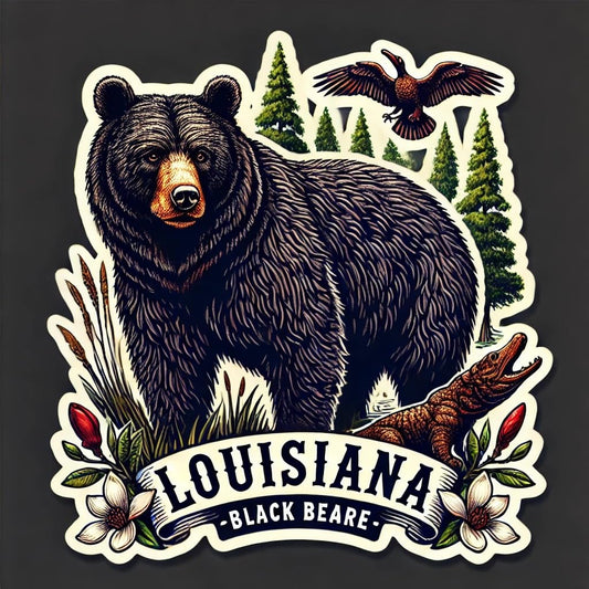 Vinyl sticker: Louisiana Black Bear Vinyl Sticker – Waterproof Decal for Car, Laptop, Window, Bumper, Truck, Water Bottle