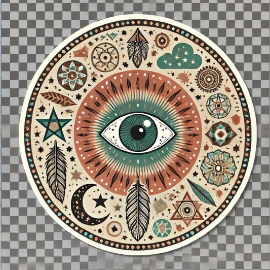 Vinyl sticker: Boho Eye Art Vinyl Sticker for Laptop, Wall, Car Window & Bumper – Mystical Eye with Celestial Boho Design, Waterproof for Water Bottles, Cars and Trucks (6)