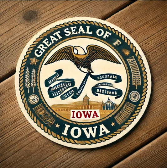 Vinyl sticker: Iowa State Seal Historic Laptop Wall Car Window Bumper Sticker Decal Truck Waterproof Auto Water Bottle (4)