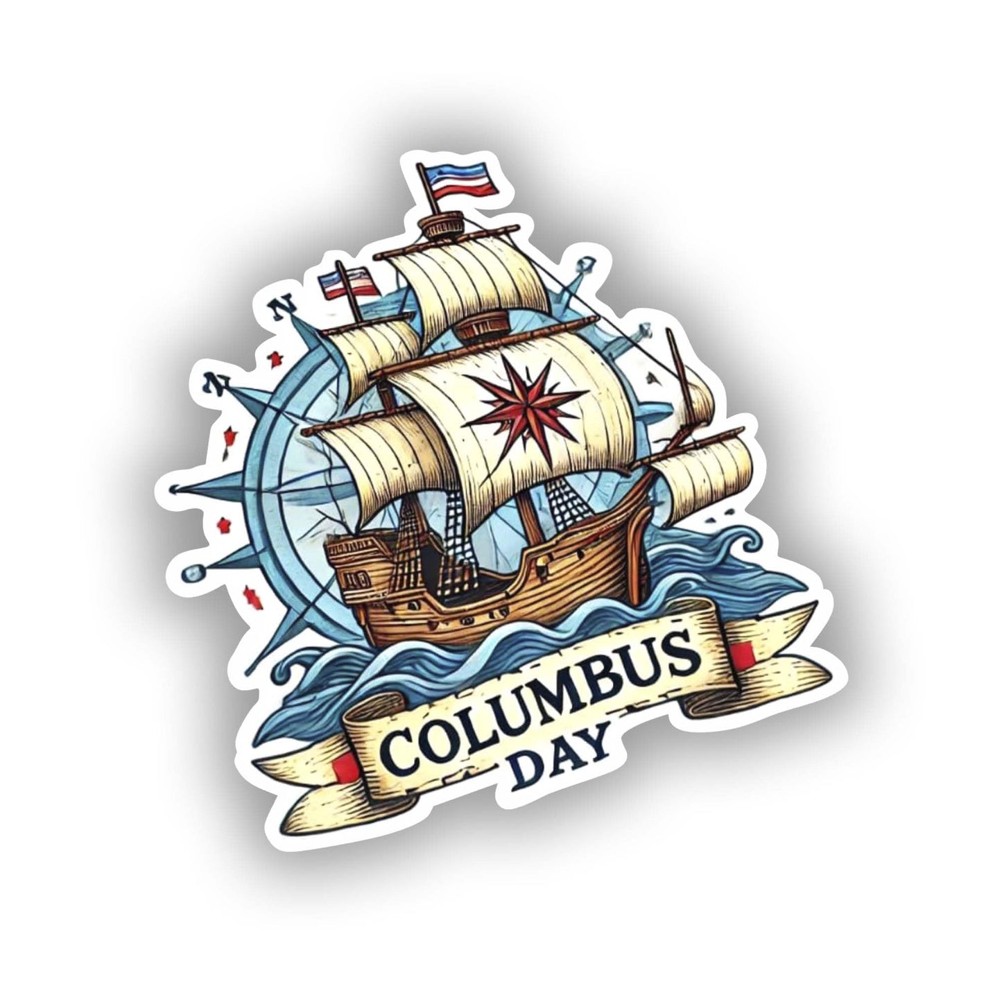 Vinyl sticker: Columbus Day Decal for Car, Laptop, Window, and Wall – Waterproof Historical Sailing Ship Bumper Sticker for Auto and Water Bottles. Variation 3 (6)