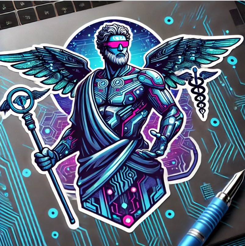 Vinyl sticker: Cyberpunk Hermes Sticker – Waterproof Vinyl Decal for Laptop, Wall, Car, Window, Bumper, Truck, Auto, Water Bottle