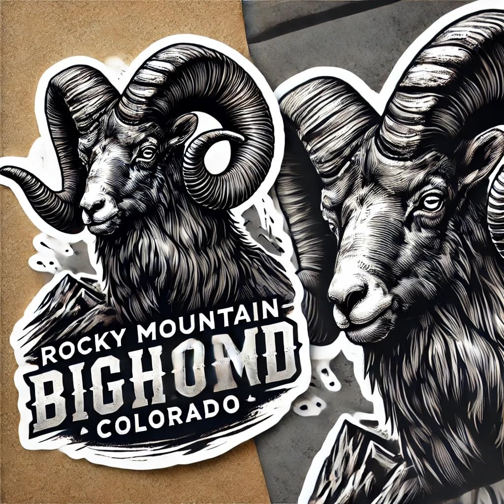 Vinyl sticker: Gothic Bighorn Sheep Sticker for Laptop, Car, Window, Bumper, Waterproof Decal, Auto, Truck, Water Bottle (4)