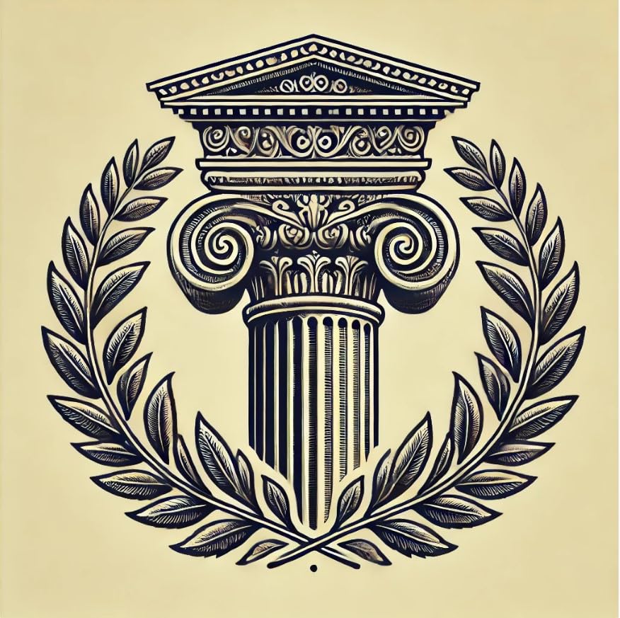 Vinyl sticker: Gold Intricate Corinthian Column with Flowing Laurel Wreath (4)