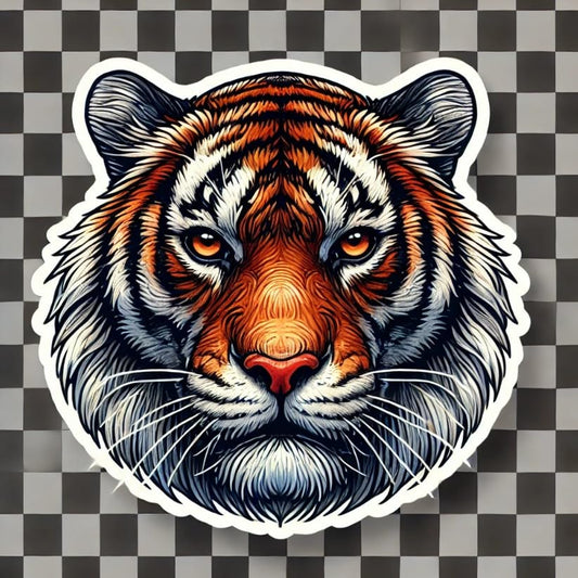 Vinyl sticker: Intense Tiger's Face Sticker for Laptop, Wall, Car, Window, Bumper, Truck, Waterproof Decal - Realistic Design