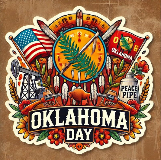 Vinyl sticker: Oklahoma State Flag Laptop Wall Car Window Bumper Sticker Decal Truck Waterproof Auto Water Bottle