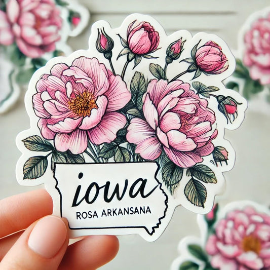 Vinyl sticker: Iowa Rosa Arkansana Hand-Drawn Laptop Wall Car Window Bumper Sticker Decal Truck Waterproof Auto Water Bottle (4)
