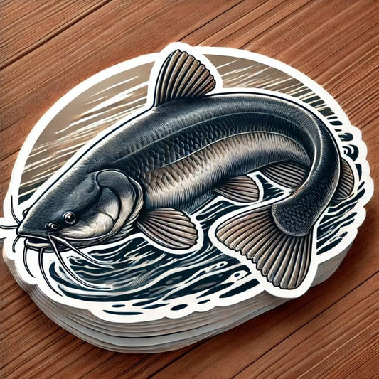 Vinyl sticker: Channel Catfish Calm River Vinyl Sticker for Laptop, Wall, Car, Window, Bumper, Truck, Waterproof Auto, Water Bottle