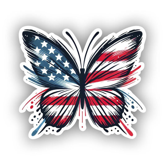 Vinyl sticker: Abstract American Flag Butterfly Sticker - Artistic USA Decal for Laptop, Wall, Car, Window, Bumper, Truck, Waterproof Vinyl for Water Bottle and Auto