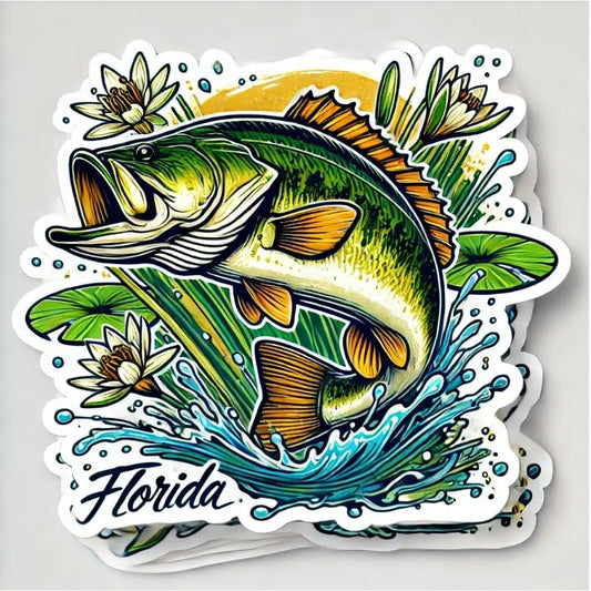 Vinyl sticker: Largemouth Bass Sticker for Car, Laptop, Bumper, and Water Bottle – Florida Fish Decal with Vibrant Green and Gold Colors, Waterproof and Durable Design (4)