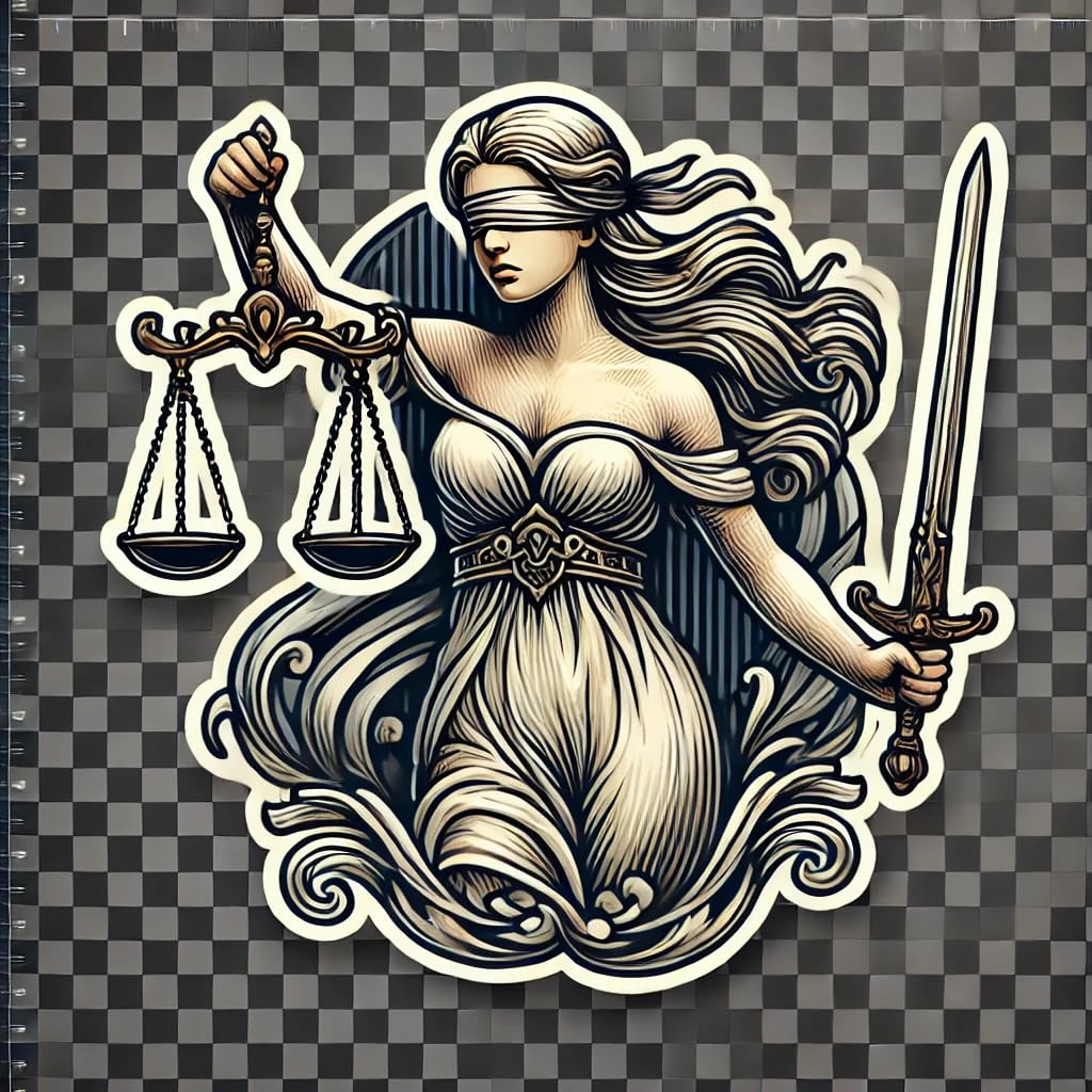 Vinyl sticker: Lady Justice Vinyl Elegance Sticker for Laptop, Wall, Car, Window, Bumper, Decal for Truck, Waterproof Auto and Water Bottle Decoration