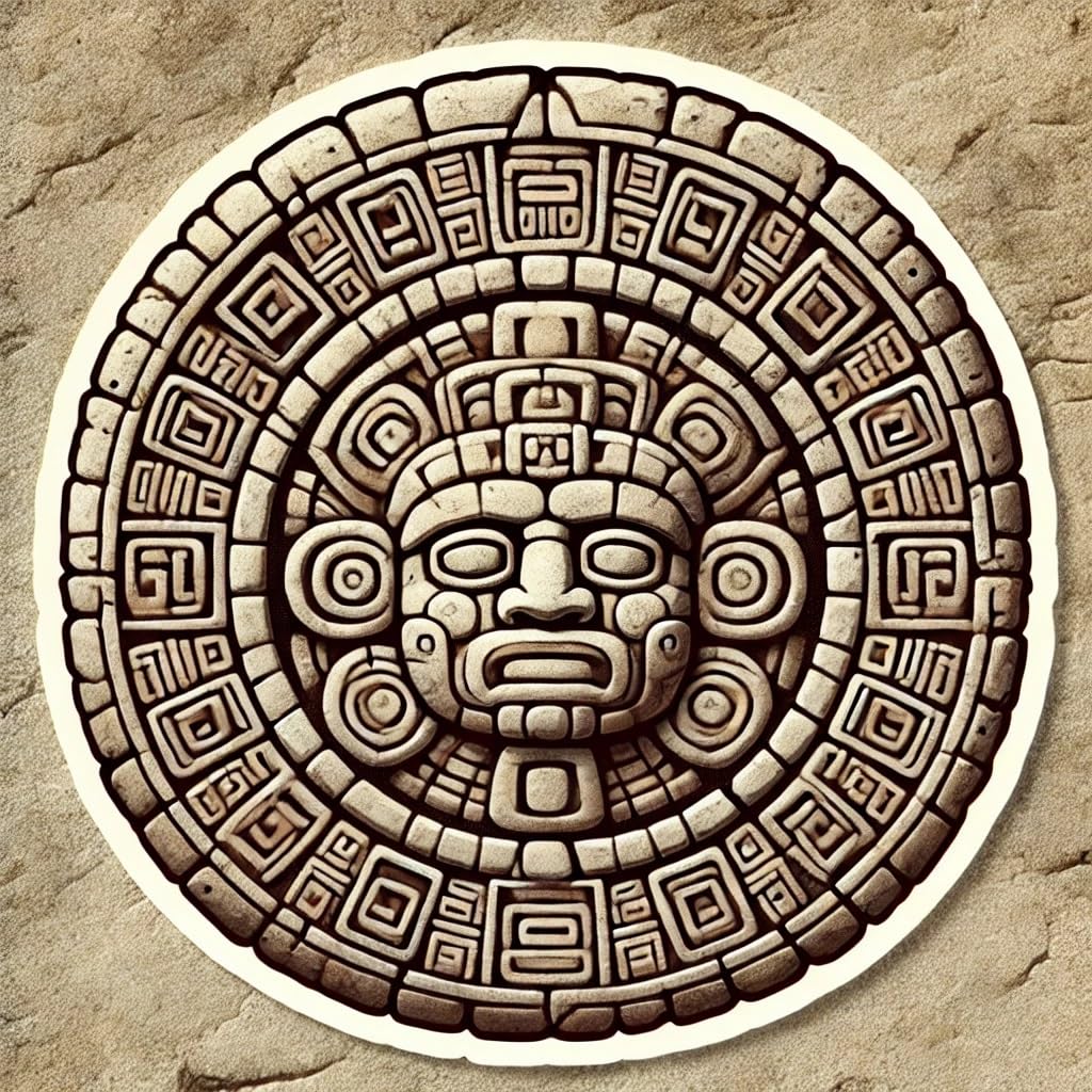 Vinyl sticker: Aztec Sun God Stone Sculpture Laptop Wall Car Window Bumper Sticker Decal Truck Waterproof Auto Water Bottle (4)
