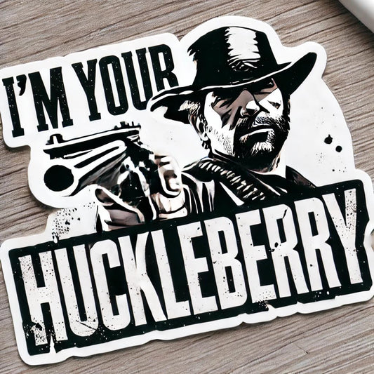 Vinyl sticker: "I'm Your Huckleberry" Sticker Decal for Laptop, Wall, Car, Window, Bumper, Waterproof Auto, and Water Bottle - Bold Monochrome Cowboy Design (4)