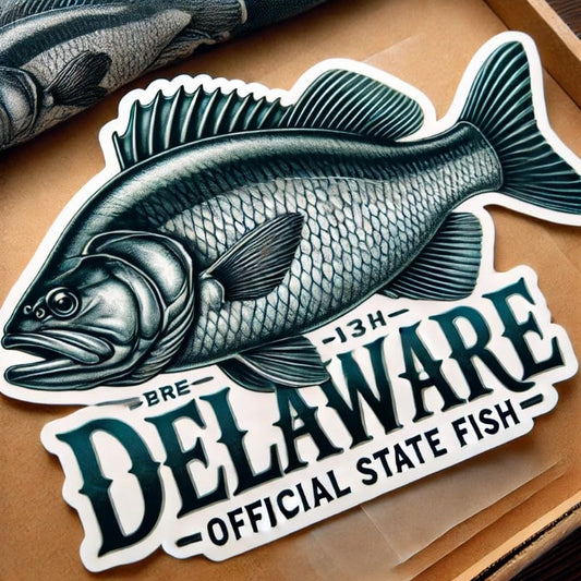 Vinyl sticker: Bold Gray Weakfish Delaware Captivating Laptop Wall Car Window Bumper Sticker Decal Truck Waterproof Auto Water Bottle