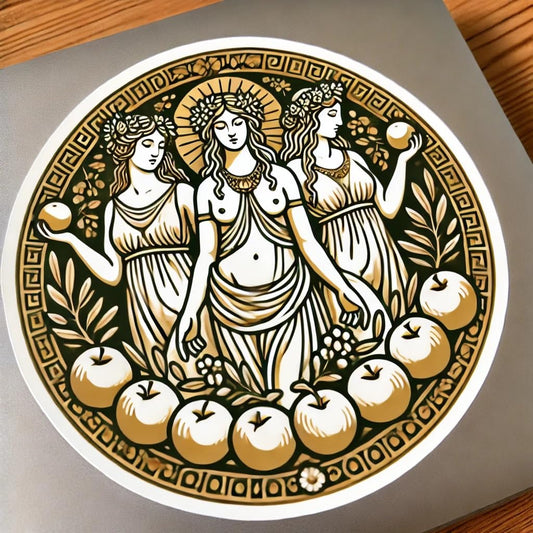 Vinyl sticker: Laptop Wall Car Window Bumper Sticker Decal - Hesperides with Olive Leaves and Golden Apples Waterproof Vinyl for Auto and Water Bottle (6)