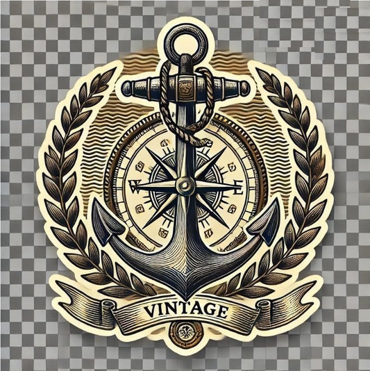 Vinyl sticker: Vintage Anchor and Compass Sticker for Laptop, Wall, Car, Window, Bumper, Waterproof Decal for Truck, Auto, Water Bottle. (4)