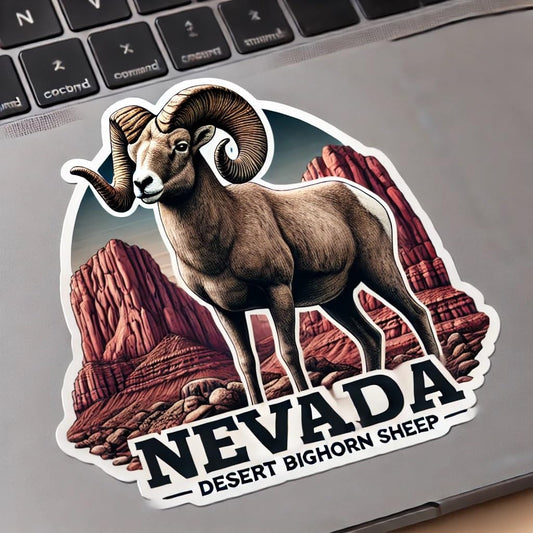 Vinyl sticker: Nevada Desert Bighorn Sheep Vinyl Decal – Wall, Laptop, Car, Window, Bumper, Sticker, Truck, Waterproof, Auto, Water Bottle