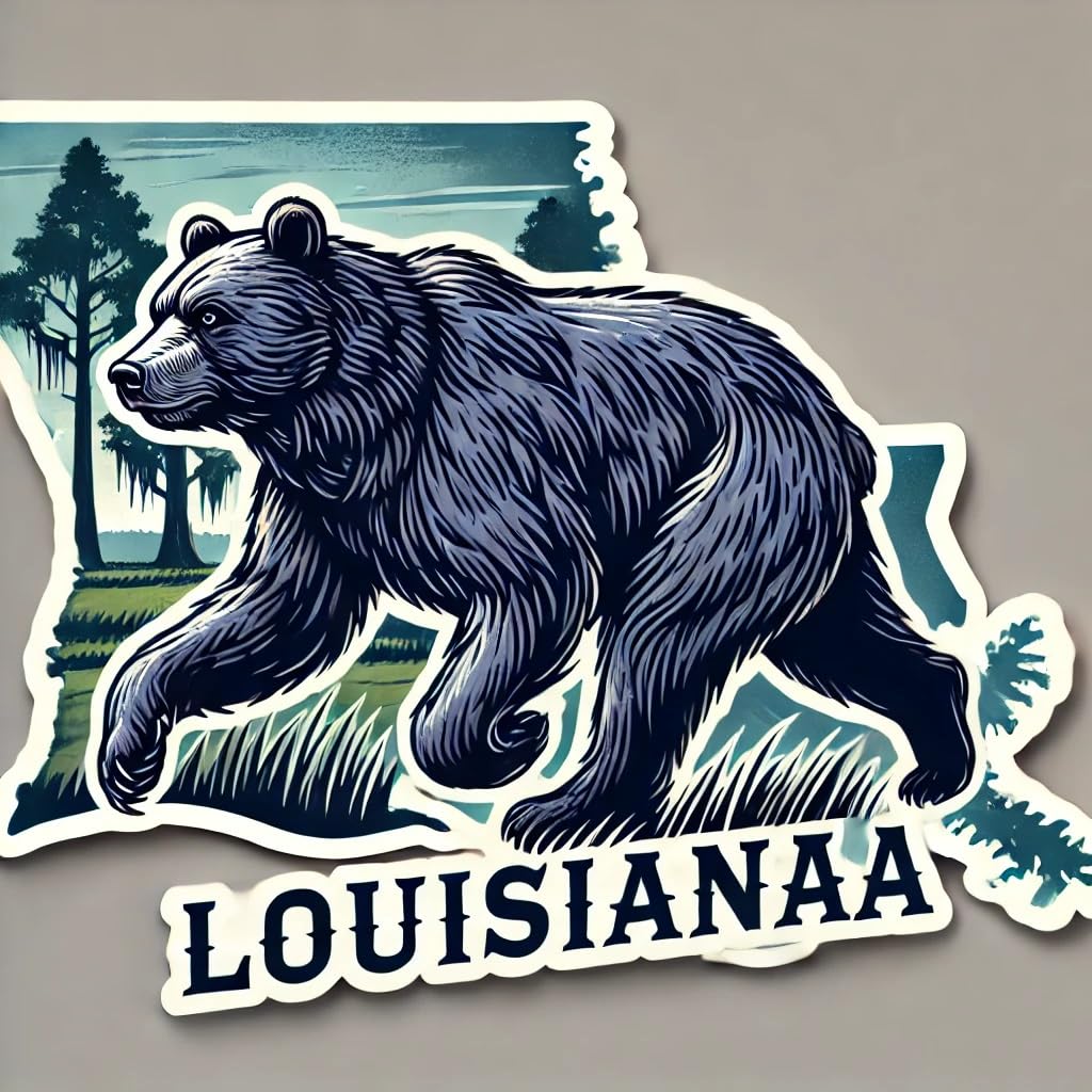 Vinyl sticker: Louisiana Black Bear Walking Vinyl Sticker – Dynamic Wildlife Decal for Car, Laptop, Window, Bumper, Truck, Water Bottle