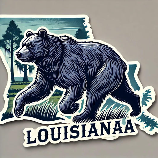 Vinyl sticker: Louisiana Black Bear Walking Vinyl Sticker – Dynamic Wildlife Decal for Car, Laptop, Window, Bumper, Truck, Water Bottle