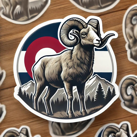 Vinyl sticker: Majestic Bighorn Sheep Sticker for Laptop, Car, Window, Bumper, Waterproof Decal, Auto, Truck, Water Bottle