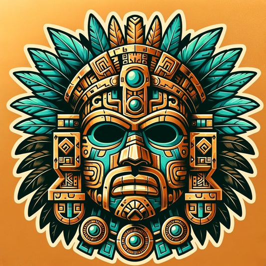 Vinyl sticker: Majestic Aztec Warrior Mask Vinyl Sticker for Laptop Wall Car Window Bumper Truck Waterproof Auto Water Bottle (6)