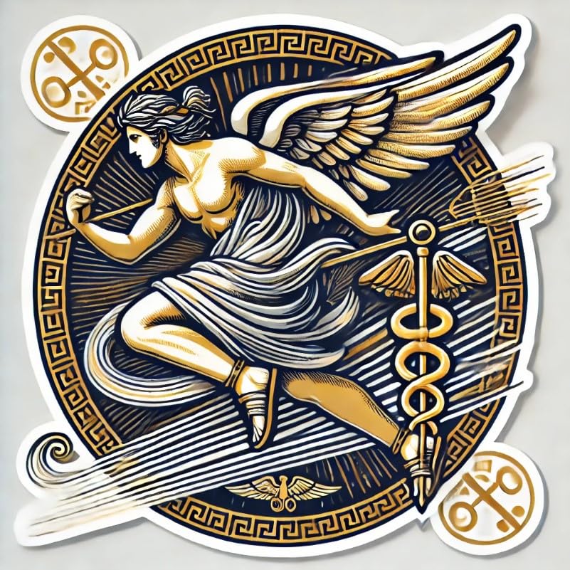 Vinyl sticker: Hermes Greek Mythology Sticker for Laptop, Wall, Car, Window, Bumper, Decal, Truck, Waterproof, Auto, Water Bottle