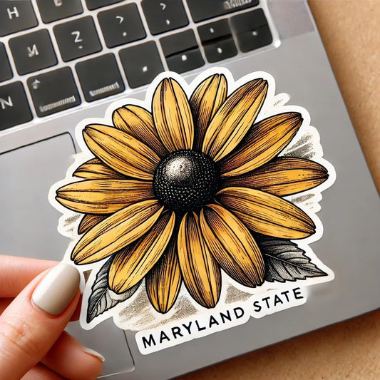 Vinyl sticker: Black-Eyed Susan Maryland Wildflower Laptop Wall Car Window Bumper Sticker Decal Truck Waterproof Auto Water Bottle Vintage Botanical