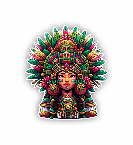 Vinyl sticker: Aztec Goddess Tlazolteotl Sticker - Vibrant Human Form Purity Goddess Decal for Laptop, Wall, Car, Window, Bumper, Water Bottle, and More