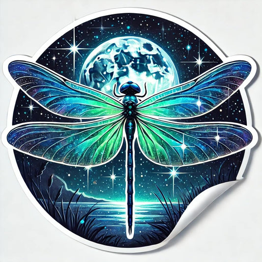 Vinyl sticker: Dragonfly in The Night Laptop Wall Car Window Bumper Sticker – Celestial Flight Decal for Truck, Auto, Water Bottle, Waterproof (4)