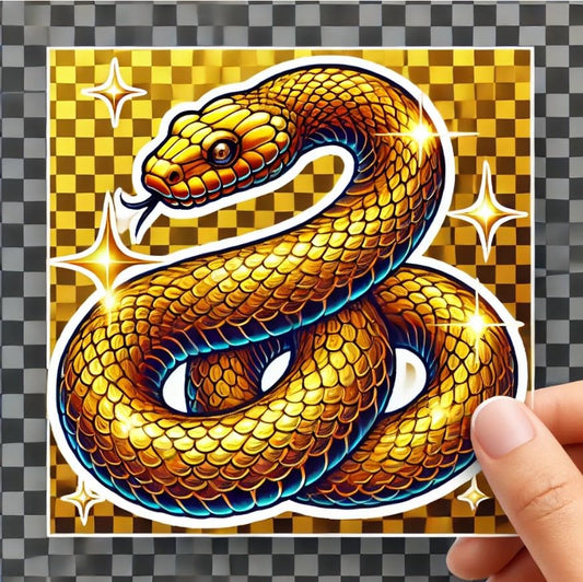 Vinyl sticker: Luxurious Golden Snake Sticker for Laptop, Wall, Car, Window, Bumper, Decal, Waterproof Auto, Truck, Water Bottle