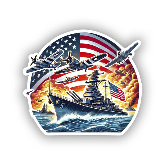 Vinyl sticker: Battle of Midway Sticker - Vibrant Vinyl Decal for Laptop, Wall, Car, Window, Bumper, Truck, Water Bottle - Historic WWII Naval Battle Design (8)