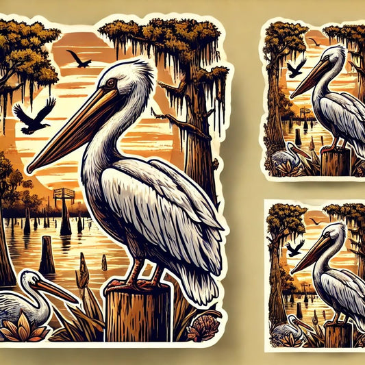 Vinyl sticker: Flying American Pelican Waterproof Sticker for Laptop, Wall, Car, Window, Bumper, Decal, Truck, Auto, Water Bottle – Louisiana Bayou Bird in Flight (4)