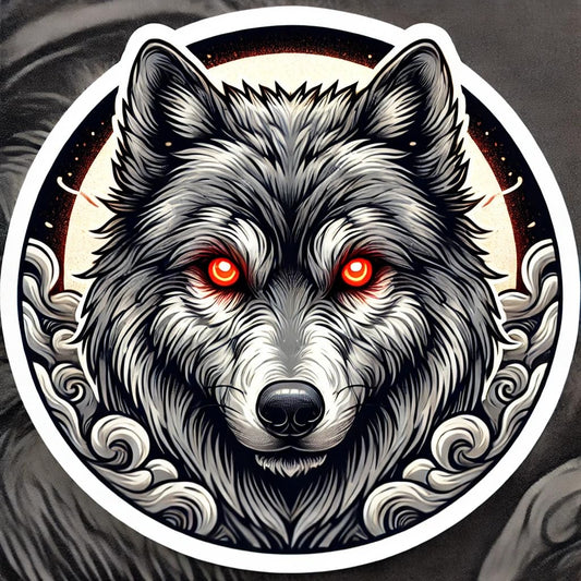 Vinyl sticker: American Wolf with Fiery Eyes Decal for Laptop, Wall, Car, Window, Bumper Sticker, Waterproof Vinyl Auto Decor (4)
