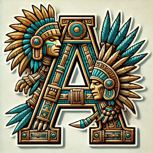 Vinyl sticker: Aztec Letterings: Knights and Warriors Letter A Vinyl Sticker for Laptop Wall Car Window Bumper Truck Waterproof Auto Water Bottle (6)