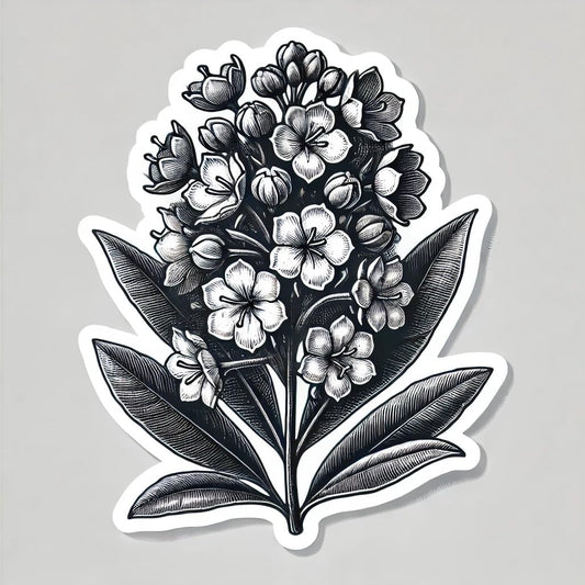 Vinyl sticker: Monochrome Cute Mountain Laurel Laptop Wall Car Window Bumper Sticker Decal Truck Waterproof Auto Water Bottle Pennsylvania Floral Engraving