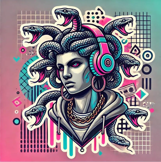 Vinyl sticker: Modern Streetwear Medusa Greek Mythology Sticker Decal for Laptop, Wall, Car Window, Bumper, Waterproof Vinyl, Auto Decor, Water Bottle, Urban Style
