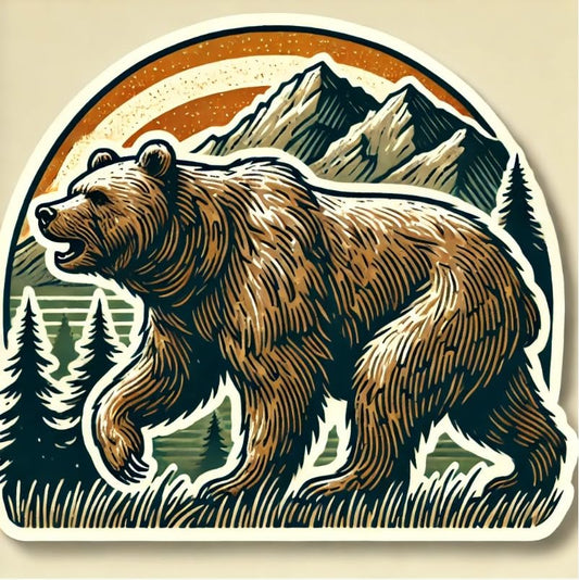 Vinyl sticker: Wild Montana Grizzly Bear Laptop Wall Car Window Bumper Sticker Decal Truck Waterproof Auto Water Bottle. Variation 23