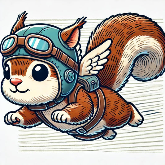 Vinyl sticker: Adventurous Flying Squirrel Laptop Wall Car Window Bumper Sticker Decal - Childish Cartoon Style - Waterproof and Durable for Auto, Truck, Water Bottle, More (4)