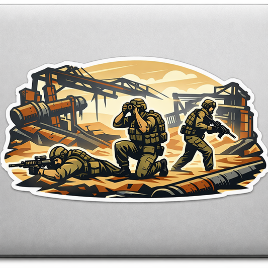 Desert Soldiers Industrial Sticker Decal Vinyl Laptop Car Window Bumper AUTO Water Bottle Helmets Waterproof