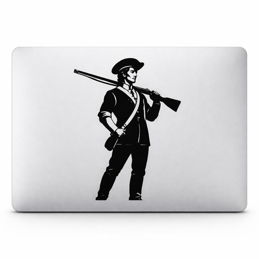 Colonial-era Soldier Silhouette Sticker Decal Vinyl Laptop Car Window Bumper AUTO Water Bottle Helmets Waterproof Heritage