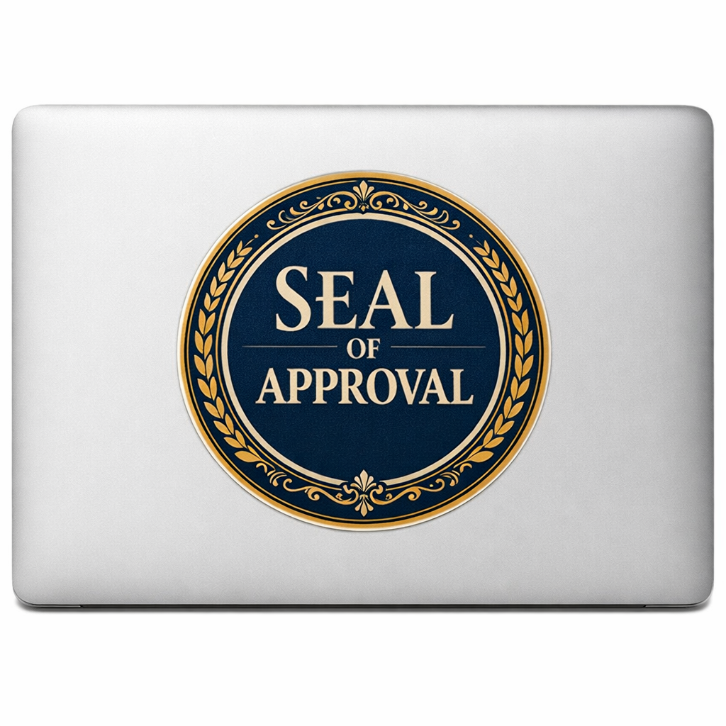 Elegant Seal of Approval Sticker Decal Vinyl Laptop Car Window Bumper Truck AUTO Bottle Water Bottle Helmets Waterproof