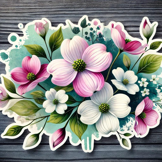 Vinyl sticker: Dogwood Blossom Waterproof Decal – Laptop, Wall, Car, Window, Bumper, Sticker, Truck, Auto, Water Bottle (4)