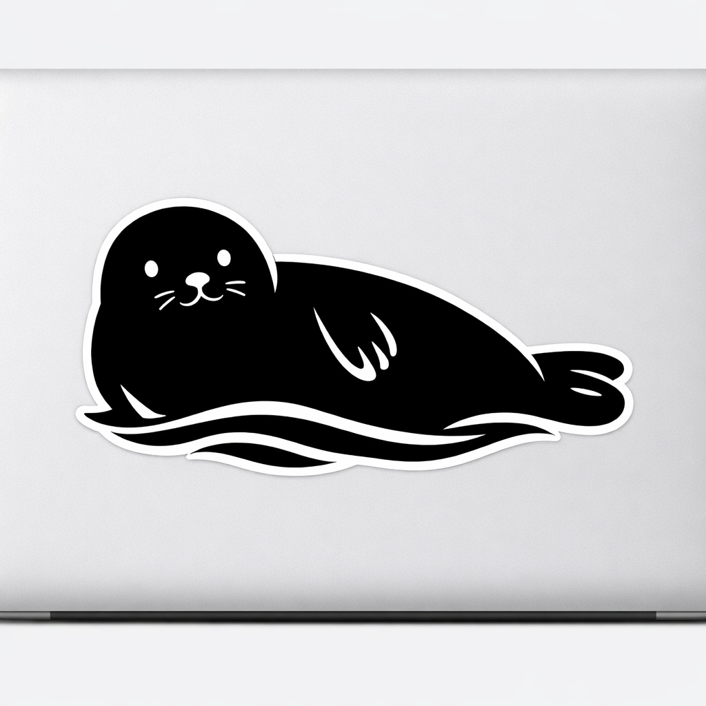 Harbor Seal Sticker Decal Vinyl Laptop Car Window Bumper AUTO Water Bottle Helmets Waterproof Black White Minimalist