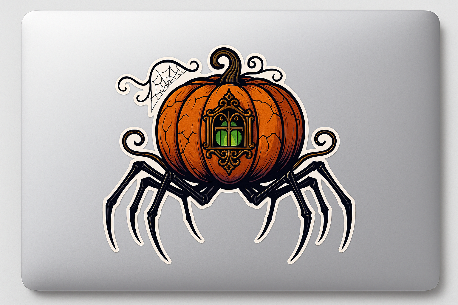 Pumpkin Carriage Sticker Decal Vinyl Laptop Car Window Bumper AUTO Water Bottle Helmets Waterproof Spider Legs