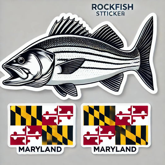 Vinyl sticker: Maryland Rockfish Striped Bass Vinyl Sticker for Car Window Bumper Truck Auto Laptop Water Bottle Decal (4)