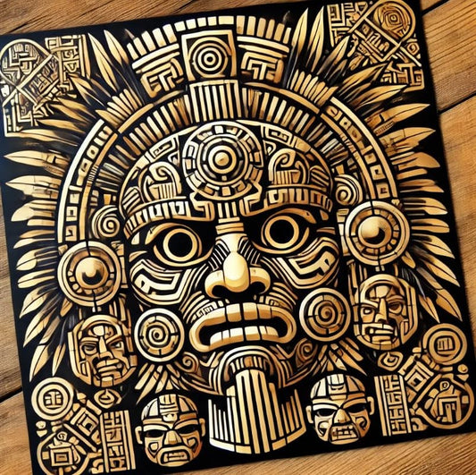 Vinyl sticker: Mayan Aztec Mask Vinyl Sticker for Laptop, Wall, Car, Window, Bumper, Waterproof Decal for Truck, Auto, Water Bottle. Variation 4 (4)