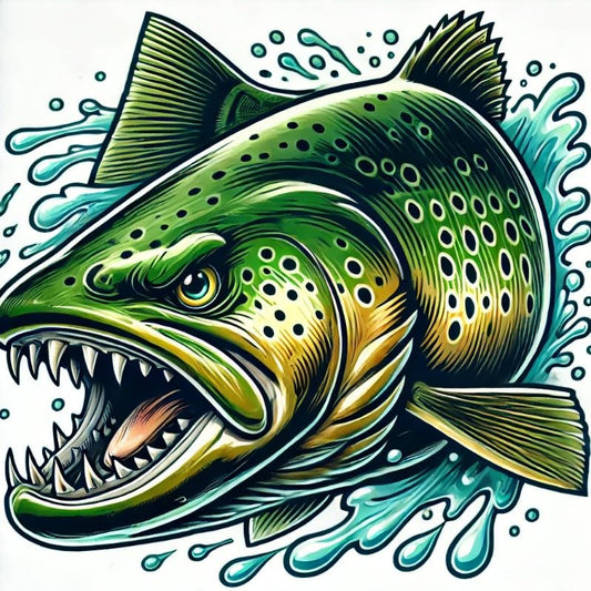 Vinyl sticker: Green Trout Ruthless Predator Laptop Wall Car Window Bumper Sticker Decal Truck Waterproof Auto Water Bottle (6)
