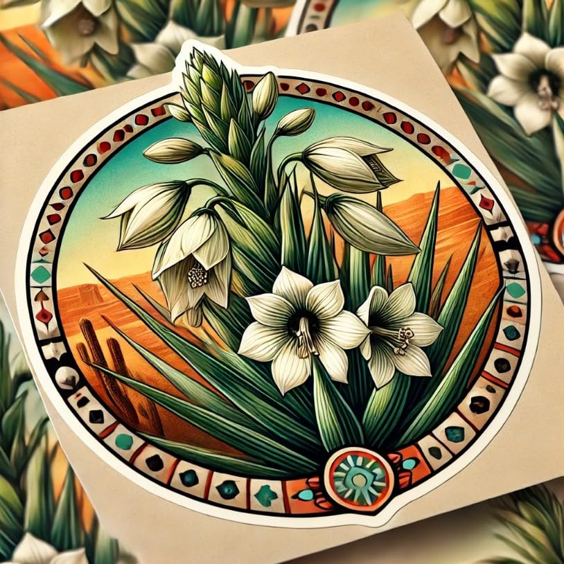 Vinyl sticker: Waterproof Vinyl Yucca Flower Sticker for Laptop Wall Car Window Bumper Decal Truck Auto Water Bottle – New Mexico State Flower Desert Design