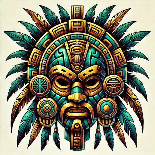 Vinyl sticker: Bold Aztec Warrior Mask Vinyl Sticker for Laptop Wall Car Window Bumper Truck Waterproof Auto Water Bottle