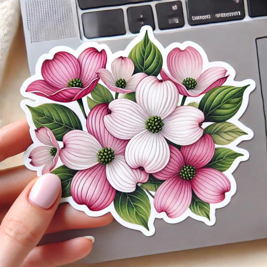 Vinyl sticker: Elegant Dogwood Vinyl Decal – Laptop, Wall, Car, Window, Bumper, Sticker, Truck, Waterproof, Auto, Water Bottle (8)